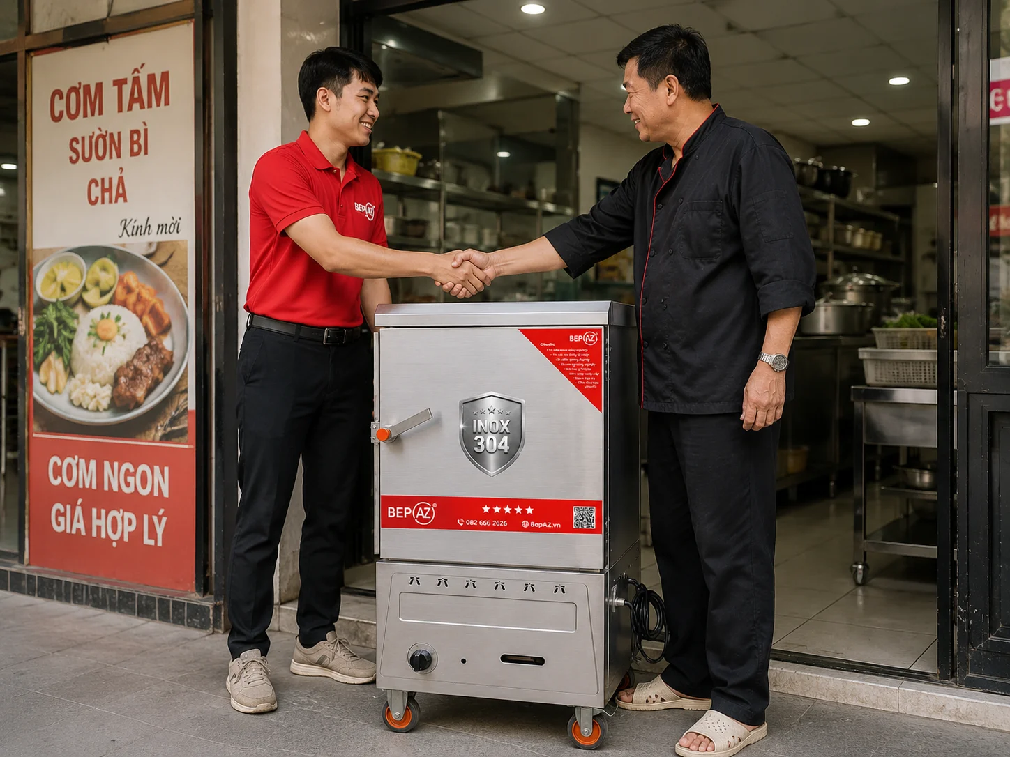 Bàn giao tủ nấu cơm công nghiệp 6 khay BepAZ