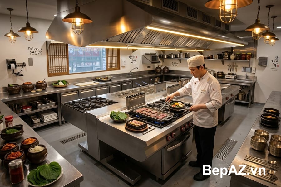 Setup thiết bị Bếp nhà hàng Hàn Quốc thực tế để bạn tham khảo