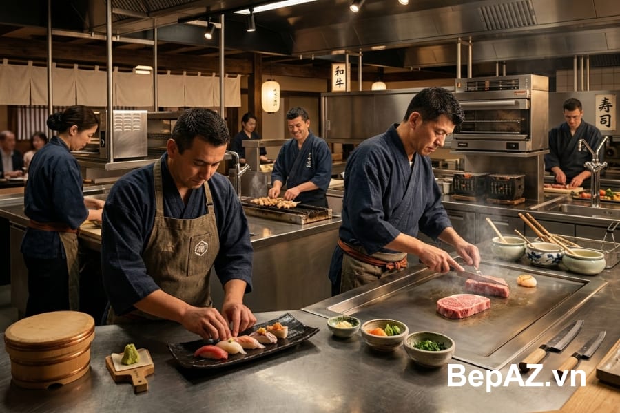 Setup Bếp Nhà Hàng Nhật Bản tiêu chuẩn