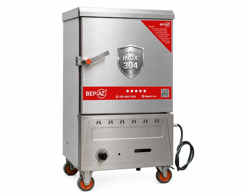 TCGD-6-304 – Tủ nấu cơm gas điện 6 khay inox 304