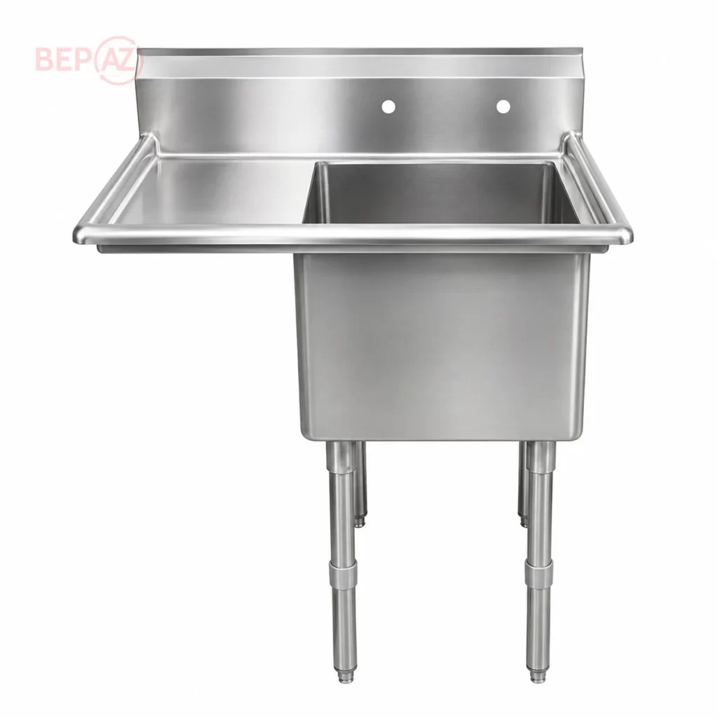 Chậu rửa 1 hố inox 304 có bàn chờ bên trái