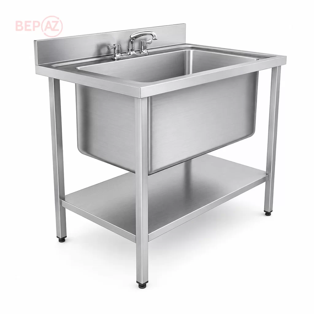 Chậu rửa 1 hố inox 304 có kệ dưới
