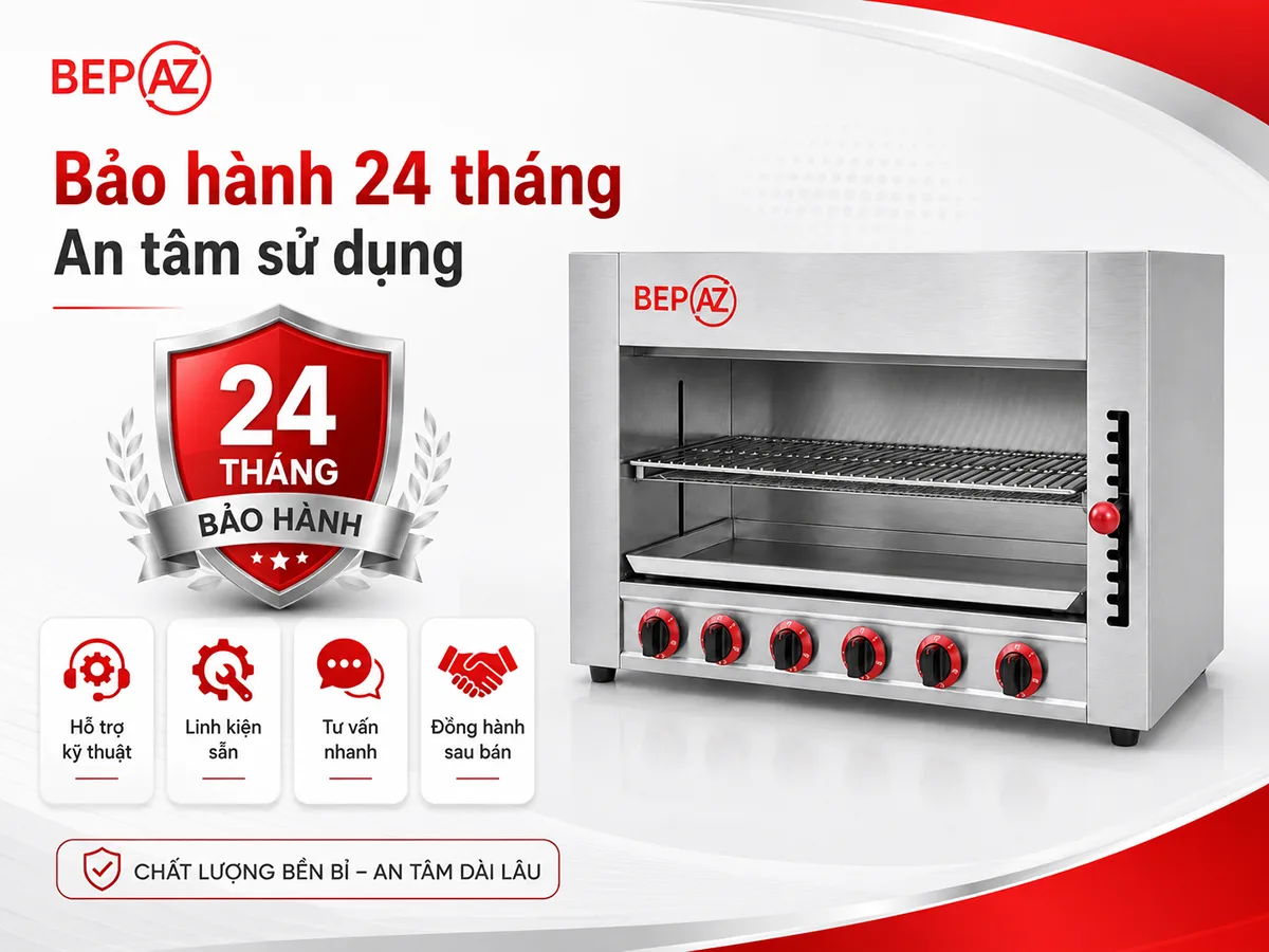 Bếp lò nướng Salamander BepAZ được bảo hành 24 tháng, an tâm vận hành