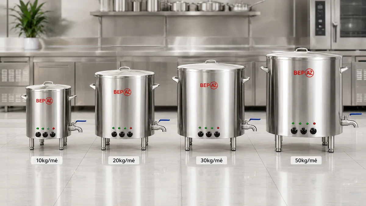 Chọn nồi kho cá theo kg cá mỗi mẻ từ 10kg đến 50kg