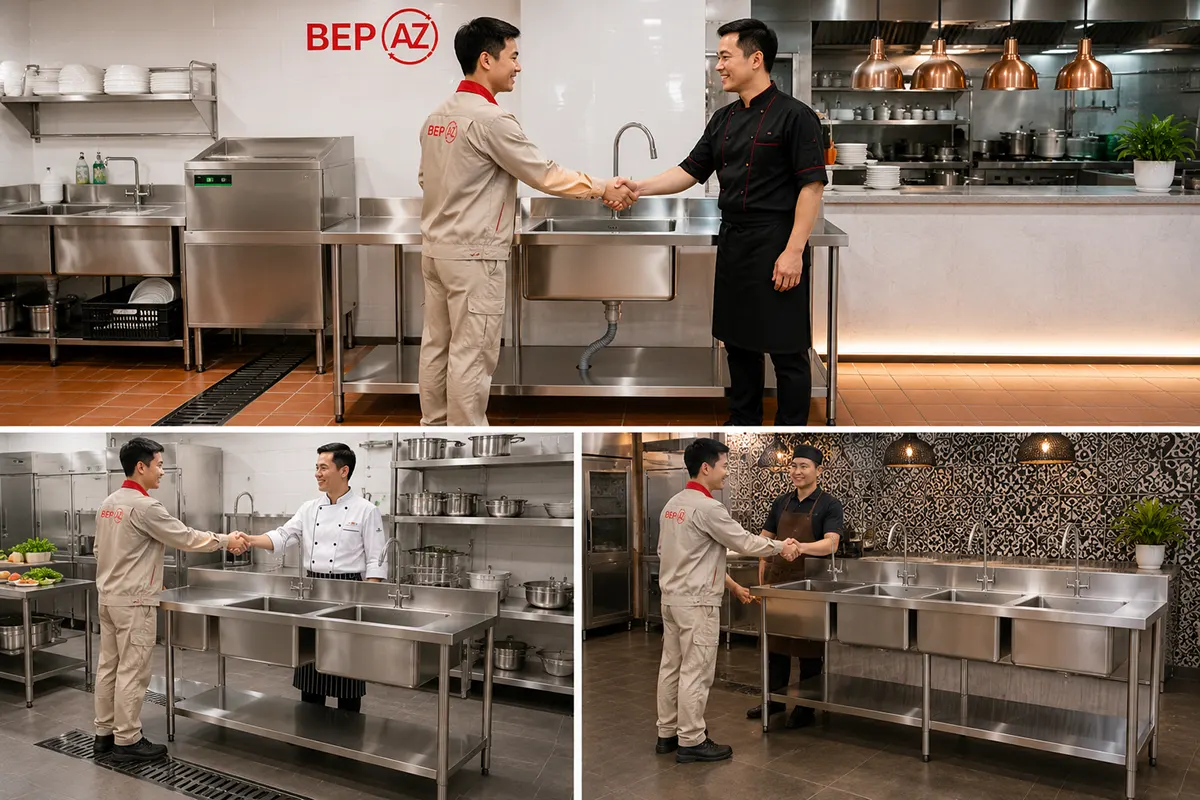 Khách hàng tin dùng chậu rửa công nghiệp inox BepAZ cho khu bếp