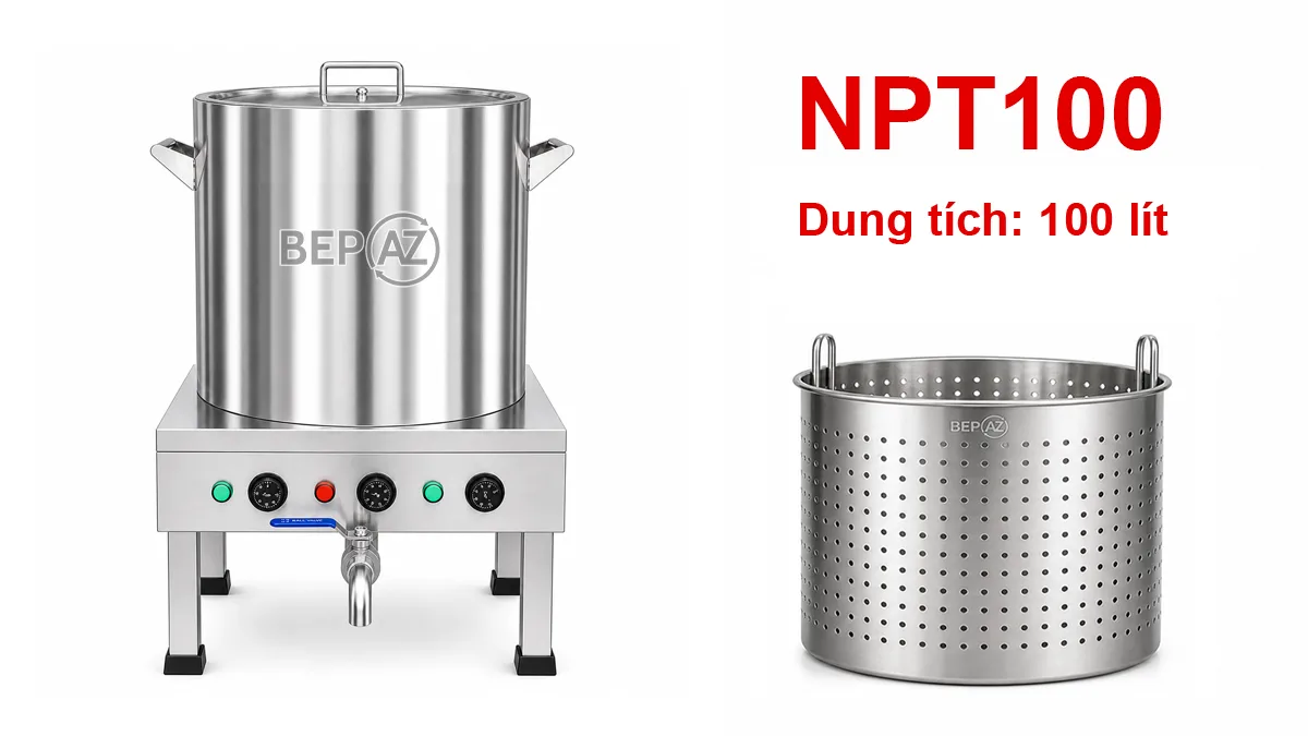 Nồi hầm xương nấu phở 100 lít thanh nhiệt BepAZ NPT100