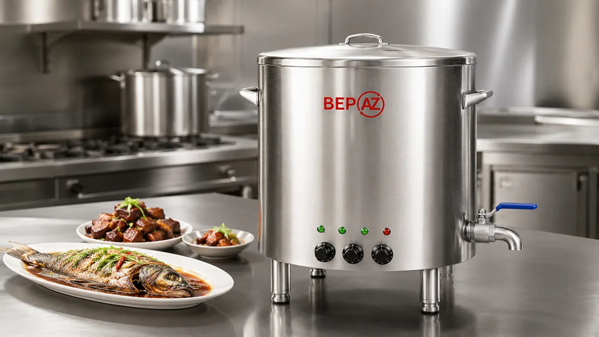 Nồi kho cá kho thịt công nghiệp bằng điện BepAZ