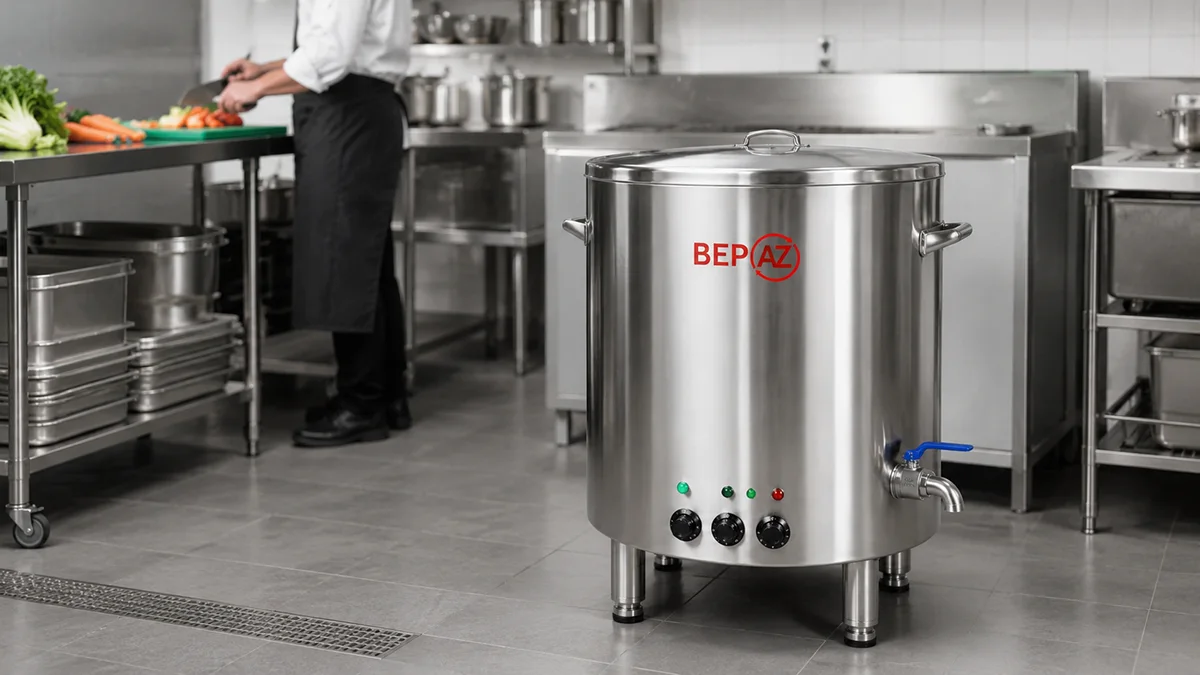 Nồi nấu cháo 100 lít NC100 BepAZ cho bếp ăn công nghiệp nhỏ
