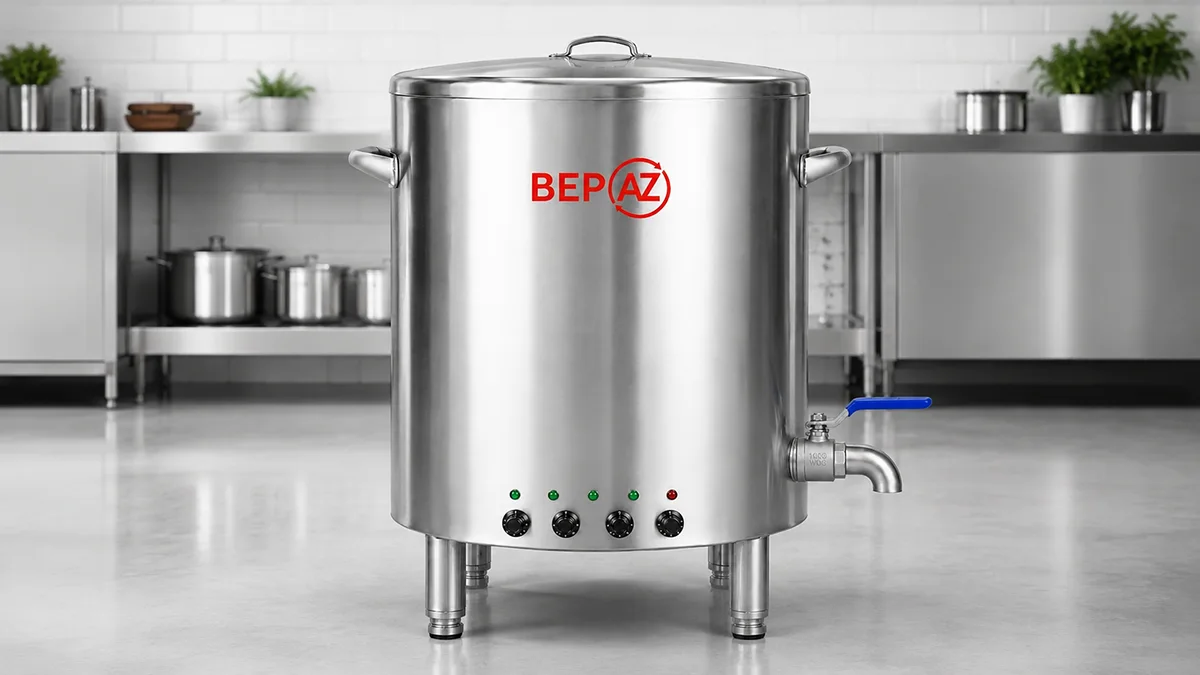 Nồi nấu cháo 150 lít NC150 BepAZ truyền nhiệt dầu chống khê cháy