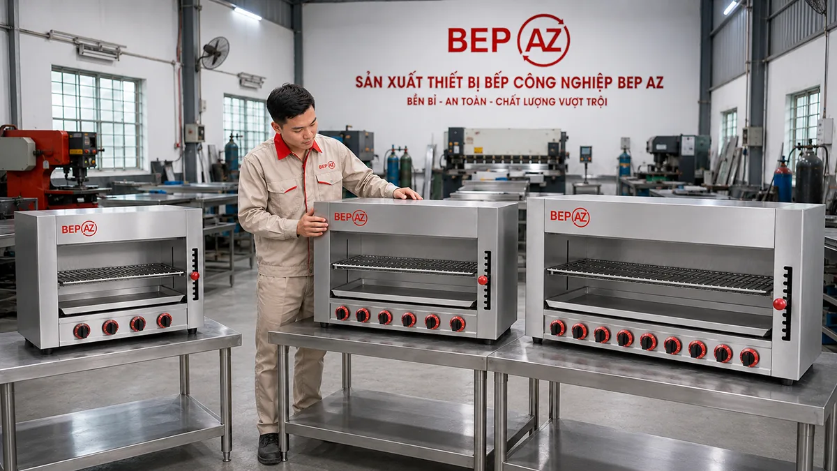 Xưởng sản xuất bếp lò nướng Salamander BepAZ và thiết bị bếp công nghiệp inox 304