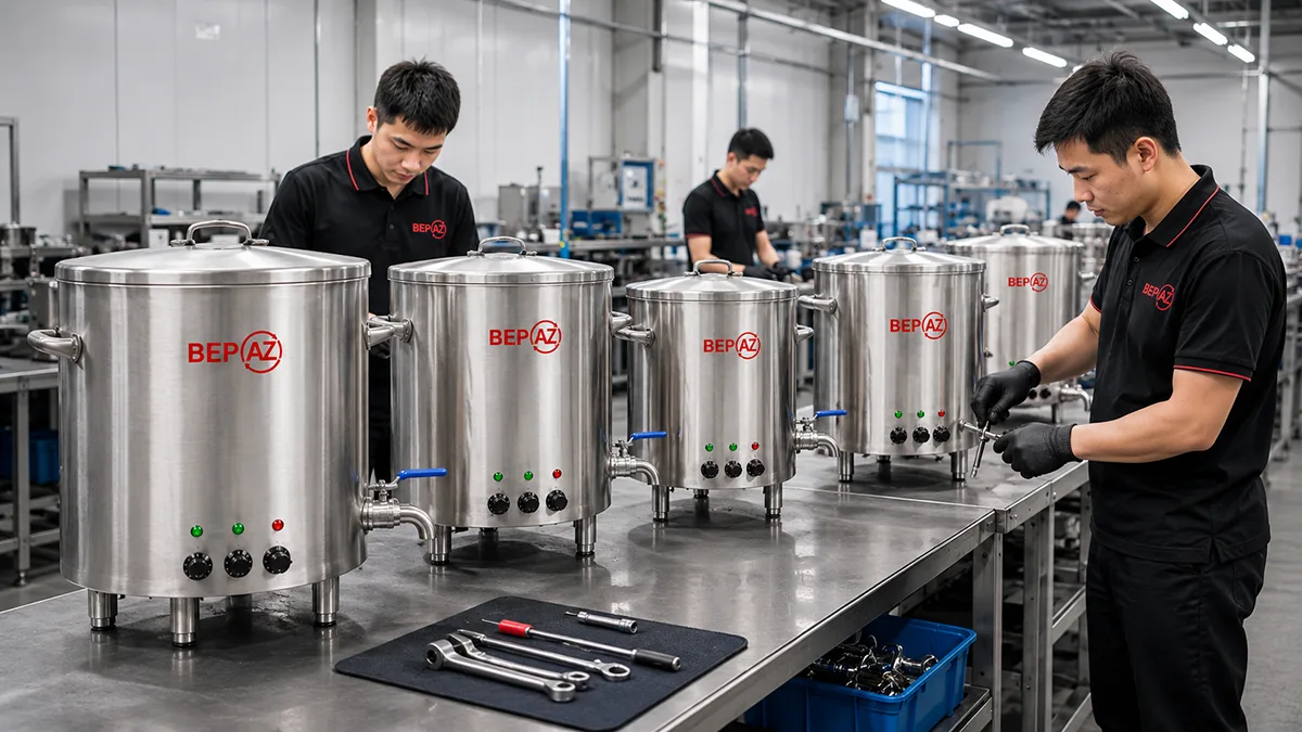 Xưởng sản xuất nồi kho cá kho thịt công nghiệp BepAZ
