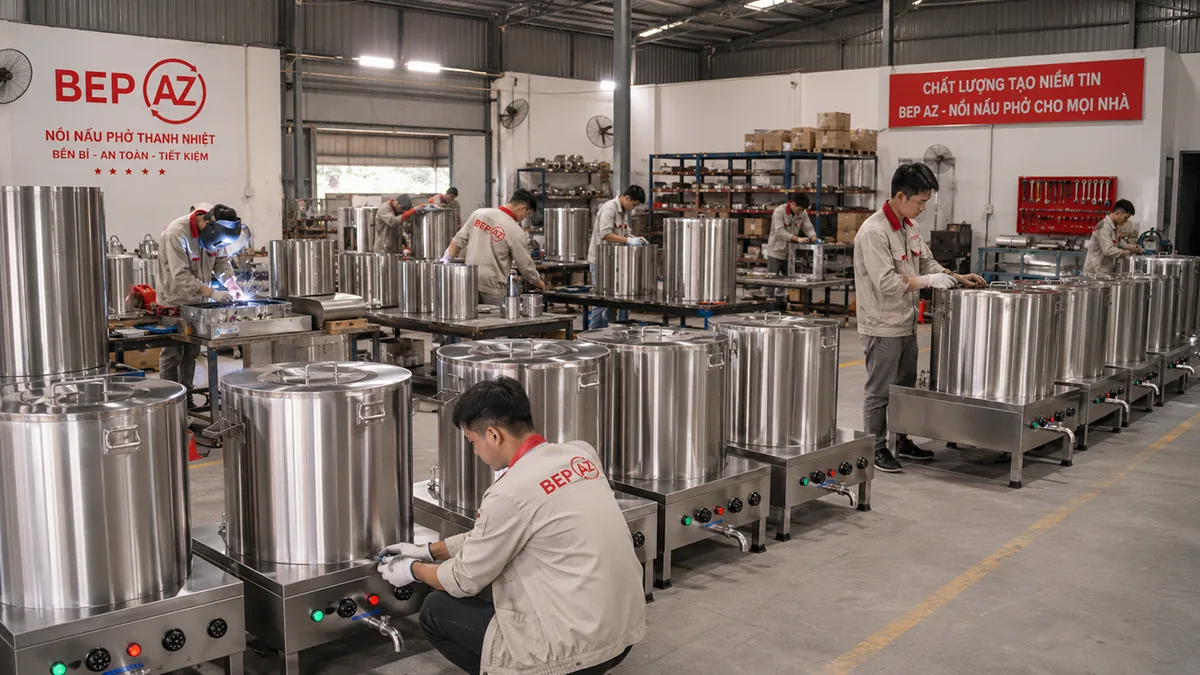 Xưởng sản xuất nồi nấu phở BepAZ