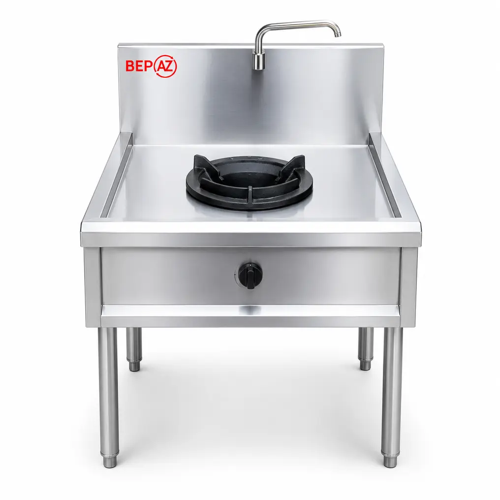 Bếp Á khè 1 họng 5A1 BepAZ có vòi nước, thân inox sáng bóng