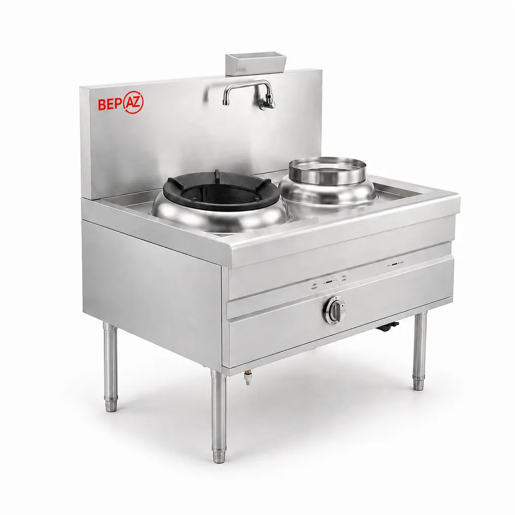 Bếp Á quạt thổi 1 họng gang BepAZ có 1 bầu nước inox