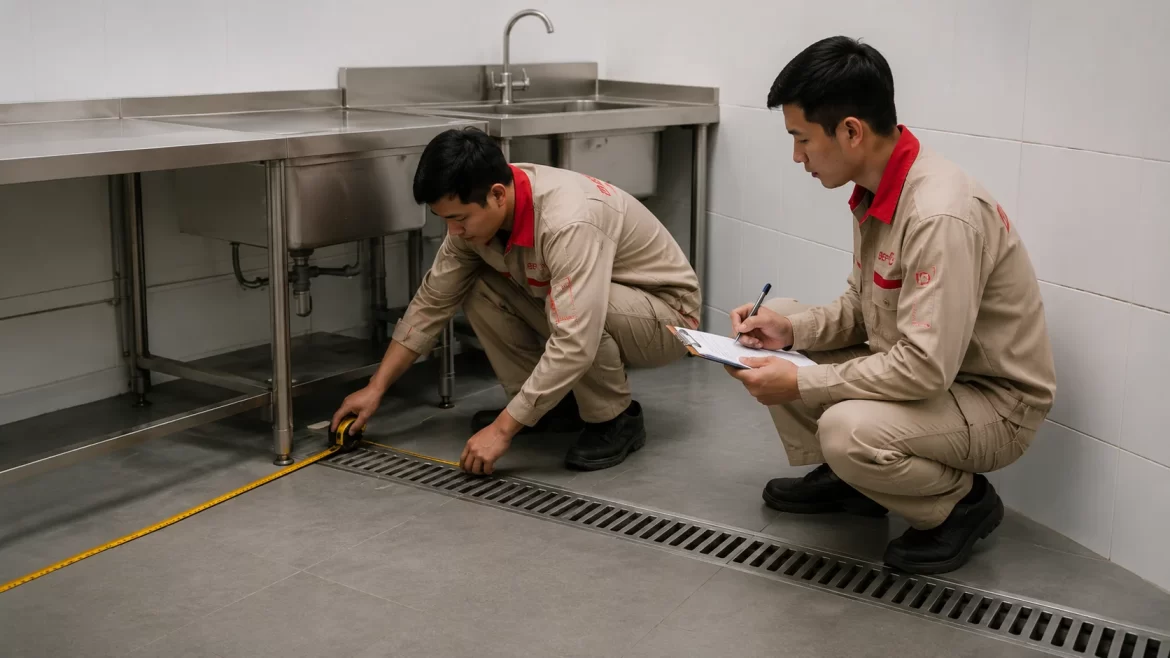 Đo và gia công thiết bị bếp công nghiệp đúng kích thước mặt bằng